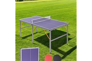 HIMCUP Table Tennis Tables, 6ft Mid-Size Professional Outdoor Table Tennis Table Foldable & Portable Ping Pong Table Set for Indoor Games with Net, 2 Table Tennis Paddles and 3 Balls