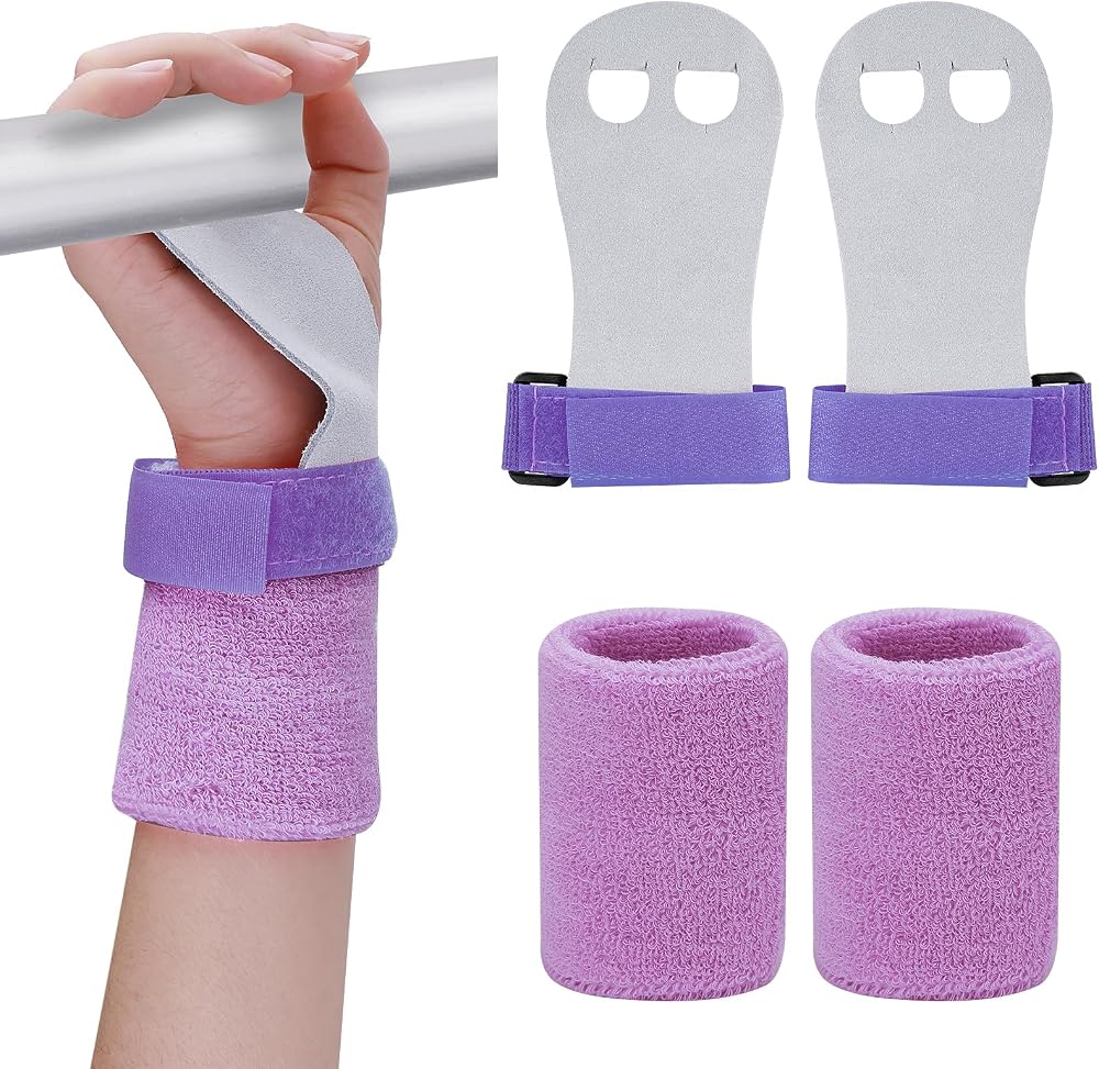 Abeillo Gymnastics Grips Wristbands Sets Purple X-Small Kids Youth