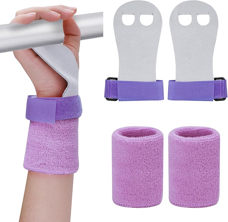 Abeillo Gymnastics Grips Wristbands Sets Purple X-Small Kids Youth