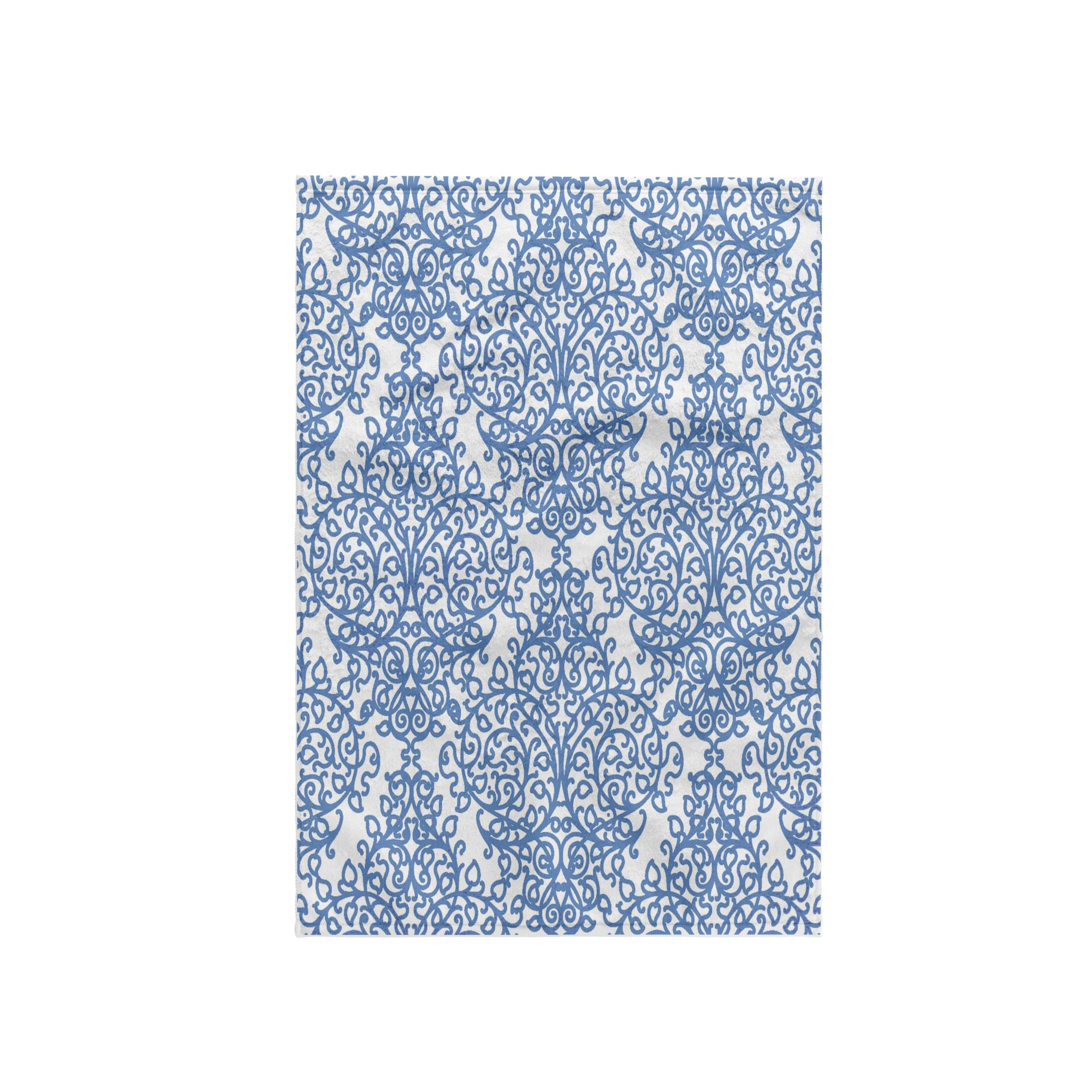 3dRose "Light Blue and White Damask, Traditional Classic Luxurious French Elegance Stylish Vintage Pattern Towel, Polyester/Cotton, Multi-Colour, 15 x 22-Inch