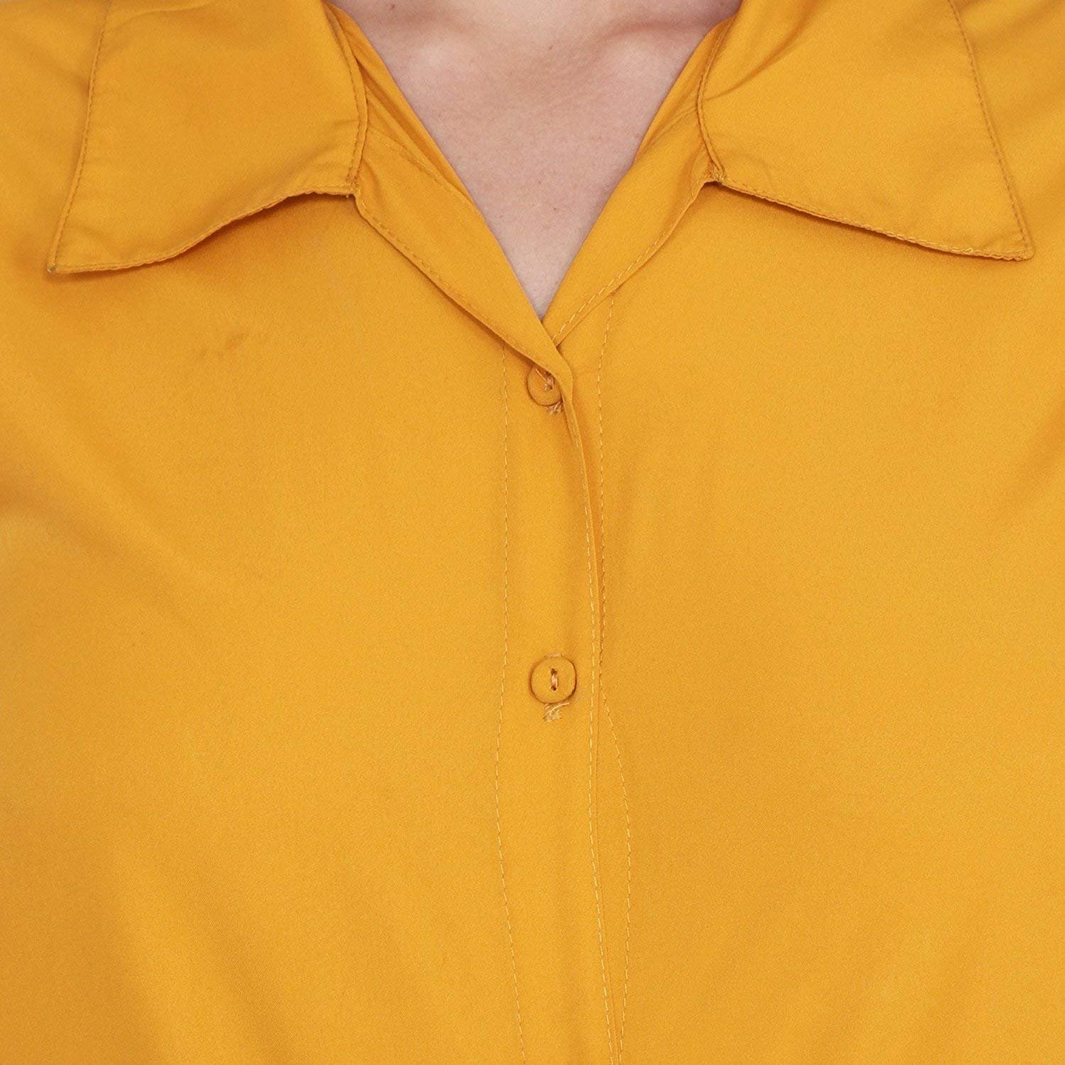 my swag women's solid shirt collared sleeveless crepe jumpsuit