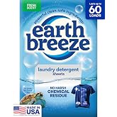 Earth Breeze Laundry Detergent Sheets Fresh Scent 60 Loads | Travel-Friendly for Hot &amp; Cold Cycles, Tackles Tough Stains &amp; Odors