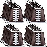 Nuogo 24 Pcs Football Drawstring Bags Bulk 10 x 12 Inch Football Party Favor Goodie Backpack Sports Gift Bags for Sports Teams Party Supplies(Brown)