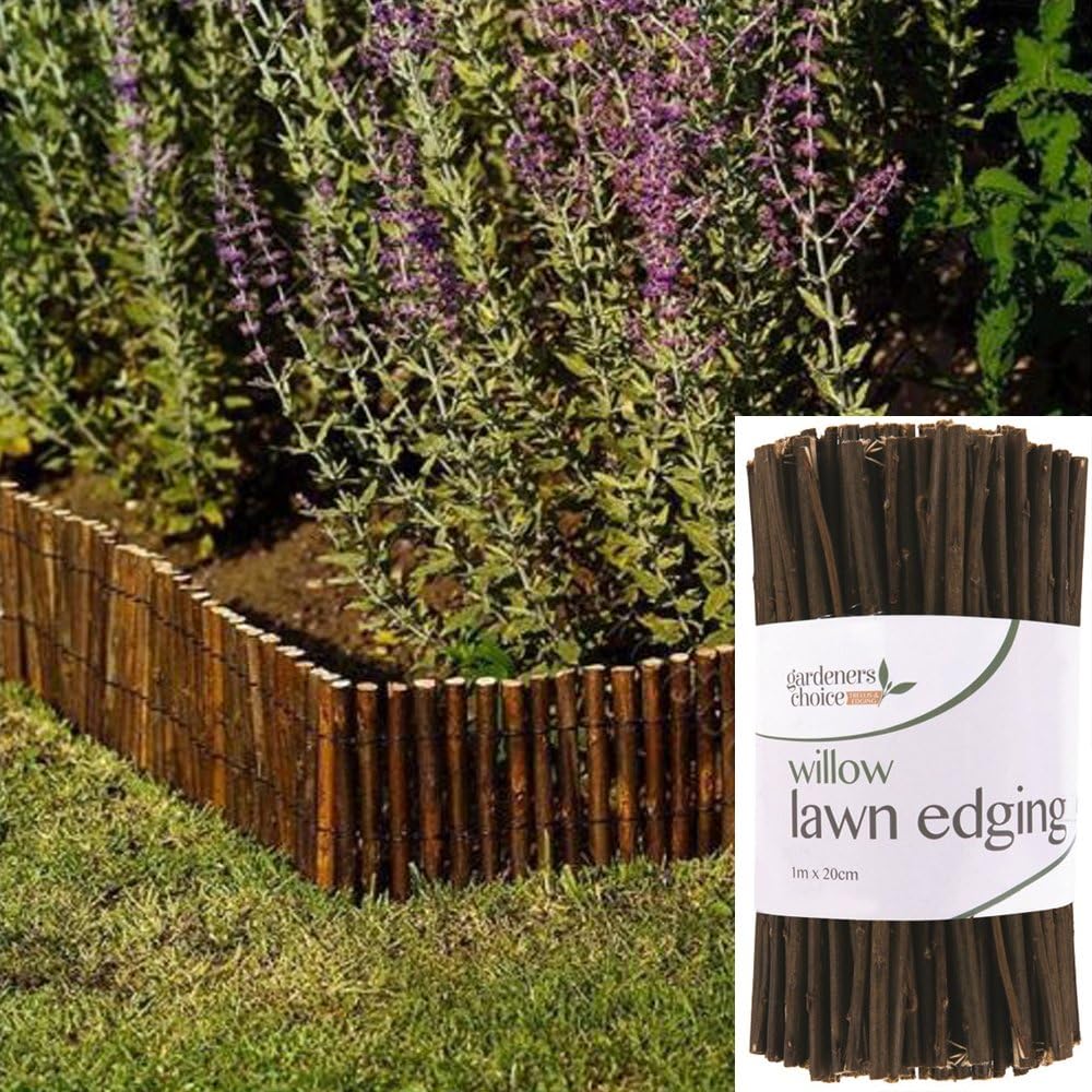 1 Metre (100cm x 20cm x 1cm) Willow Garden Border Edging Flower Bed