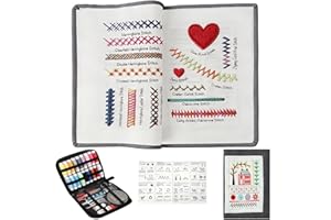 HeipokLife Embroidery Stitch Book Kit, DIY Handmade Sewing & Cross Stitch Set for Beginners, Portable Mini Needle Tool kits w