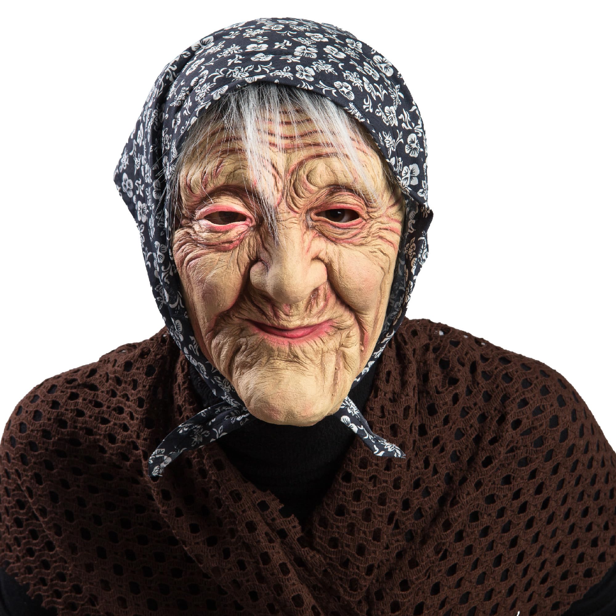 Carnival toys 1657 – Old woman mask with head scarf, brown.