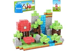 BENOKER 100Pcs Magnetic Blocks-Build Magnetic Blocks Forest World Set for Boys & Girls Age 3-5 6-8, STEM Sensory Toys for Toddlers Gifts for 3+ Years Old Classroom Must Haves