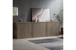 SICOTAS Buffet Cabinet with Storage 103.8" Sideboard Accent Modern Credenza with Doors & Shelves Fluted Tall Media Console Mid Century Coffee Bar Table for Living Room Kitchen Dining Room Hallway