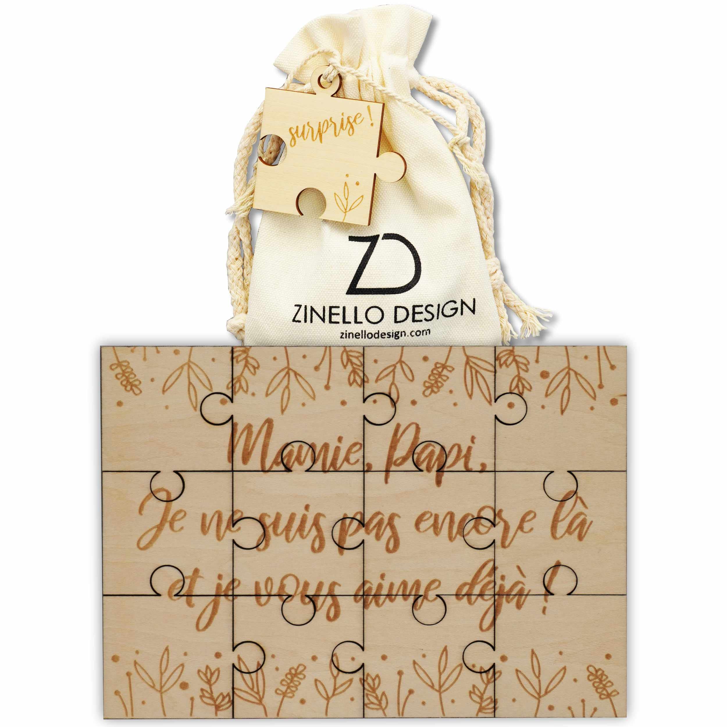 Wooden Jigsaw Puzzle Pregnancy Announcement for Grandparent | Original and Personalised Brainteaser Gift Idea for future Grandmother and Grandfather | Baby Announcement to Grandma Grandpa