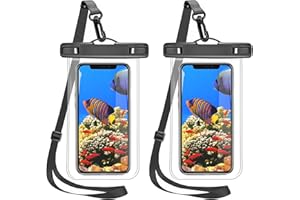 SHANSHUI Waterproof Phone Pouch, 2 Pack Universal Waterproof Phone Holder Adjustable Lanyard Waterproof Dry Bag Compatible for iPhone and Most Smartphones - Black x2