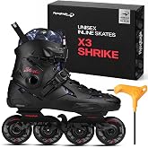 FlyingEagle X3 Shrike Unisex Inline Roller Skates Outdoor, 11 Size Options | Shock Absorber, EGO Lite Aluminum Frame, Rockerable Axles, 85A Wheels, ABEC-7 Bearings, Urban Fitness