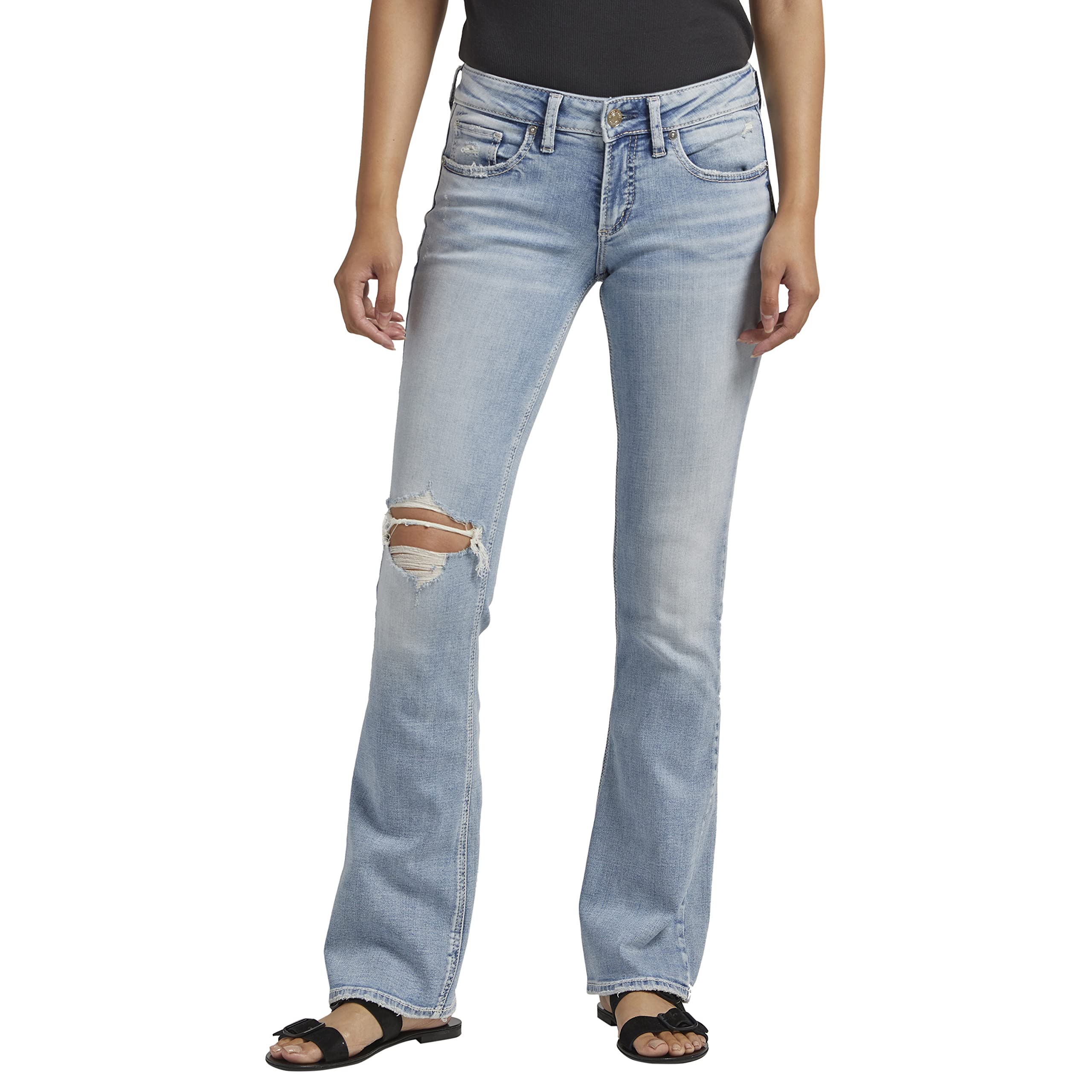 Silver Jeans Co. Women’s Britt Low Rise Curvy Fit Slim Bootcut Jeans-Legacy, Light Wash ECF121, 24W x 33L