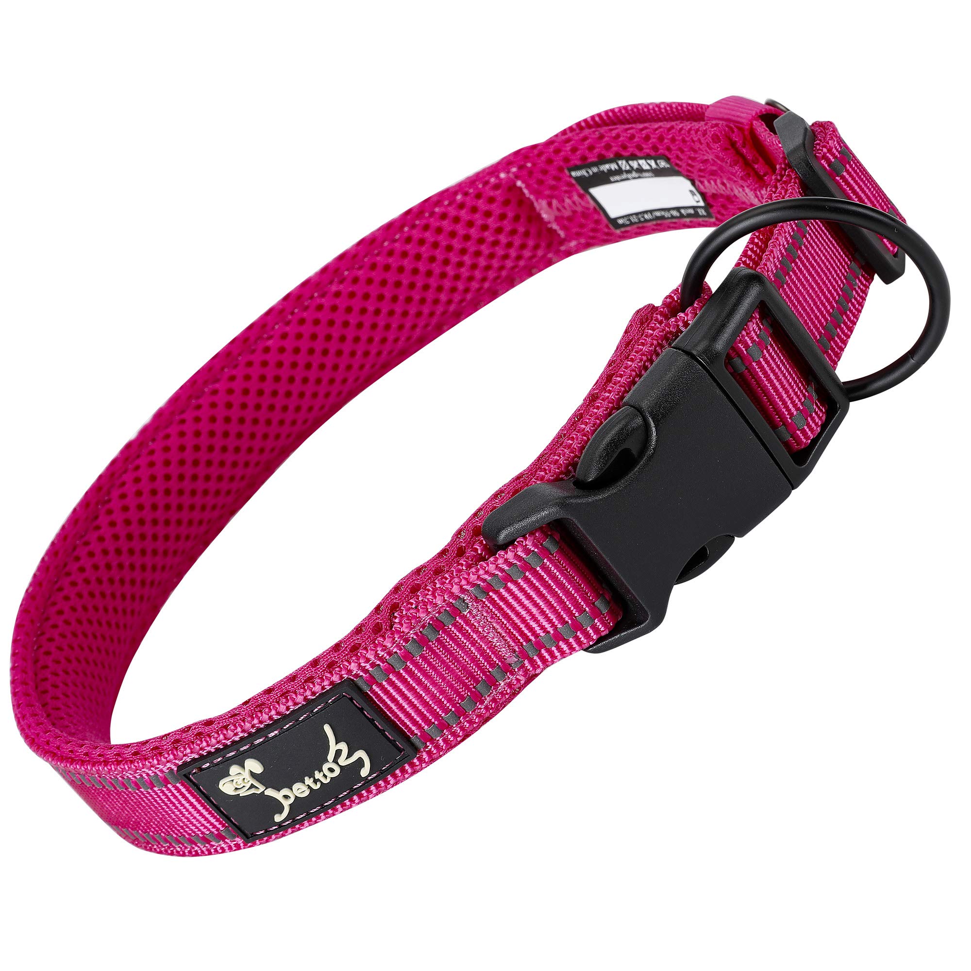 IDOGCHEW Dog Collar for Dogs with Reflective Adjustable Soft Nylon Padded Collars for Small Medium Large Dogs with Buckle Heavy Duty Basic Puppy Collar Safety Breathable Quick Release Durable XS