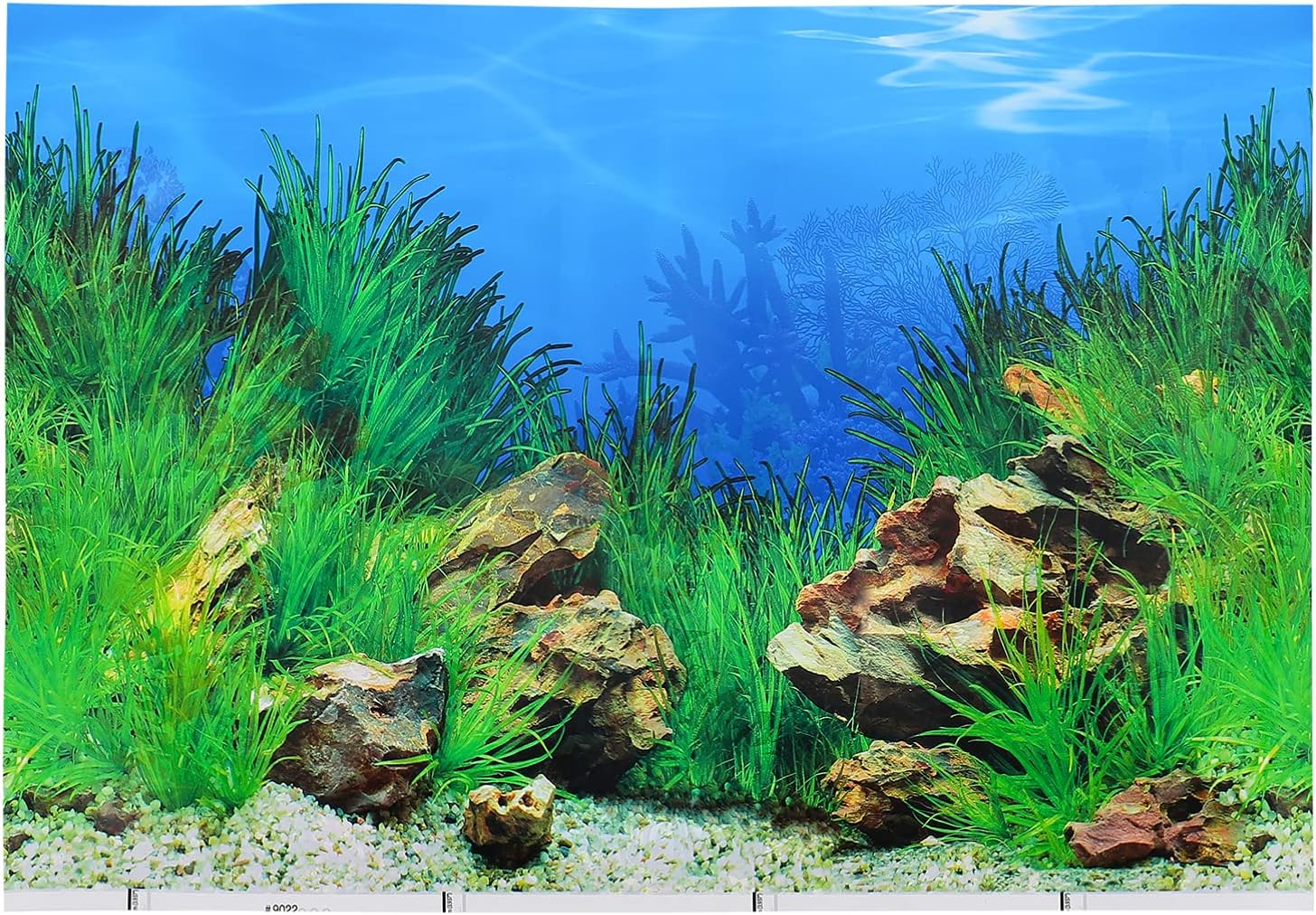 POPETPOP Fish Tank Background 3D Underwater World Plant Grass Aquarium