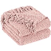 LONG CREATE Throw Blanket for Couch, Dusty Pink Luxury Knitted Throws 50"x60", Textured Blankets with Handmade Fringe Tassels for Bed Sofa Decorative, Chunky Soft Farmhouse Boho Home Decor