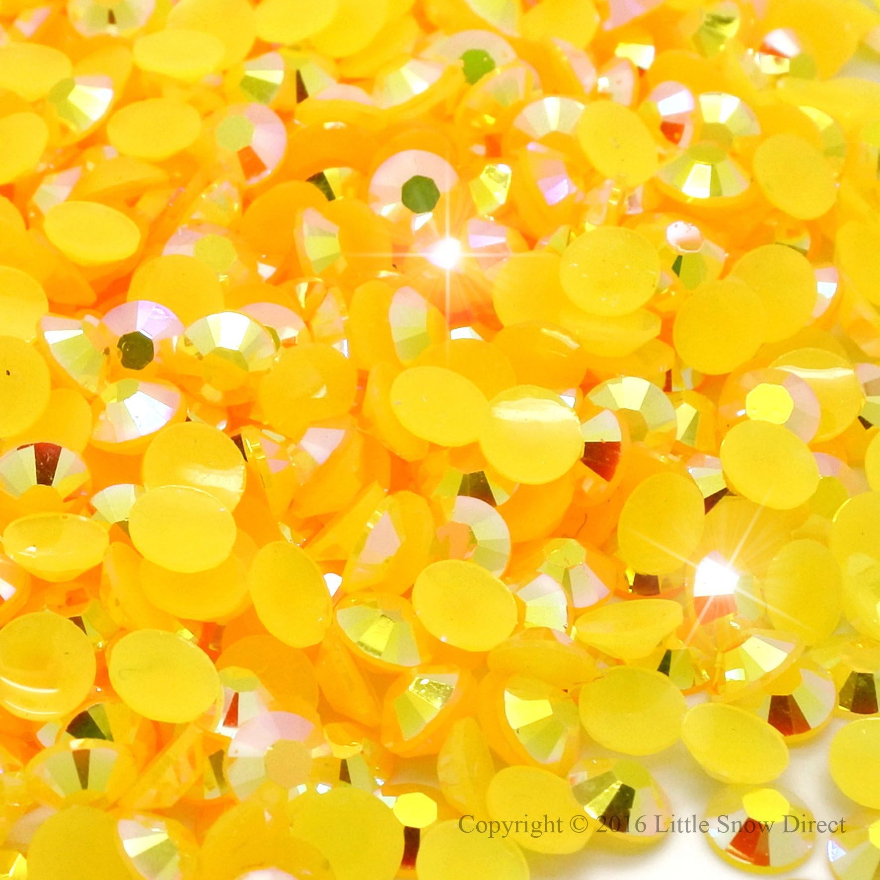 Little Snow Direct® Pack of 1000 Jelly AB Flat Back Rhinestones Diamante Gems Nail Art & Crafts (Yellow Gold Jelly AB, 4mm)