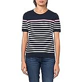 Tommy Hilfiger Womens Short Sleeve Striped Crewneck Pullover Sweater