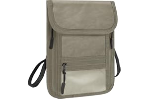 Capolo Travel Neck Wallet with RFID Blocking, Passport Holder Neck Pouch for Men and Women - Hidden Security Passport Wallet for Cash and Documents,beige