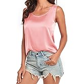 Wantschun Womens Silk Satin Tank Tops Summer Fall Tank Shirt Round Neck Sleeveless Blouse Camisole