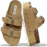 Project Cloud 100% Genuine Leather Platform Sandals Women - Memory Foam Insole with Two-Buckle - Non-Slip and Comfortable Wedge Sandals for Women 2026 (Oliy)