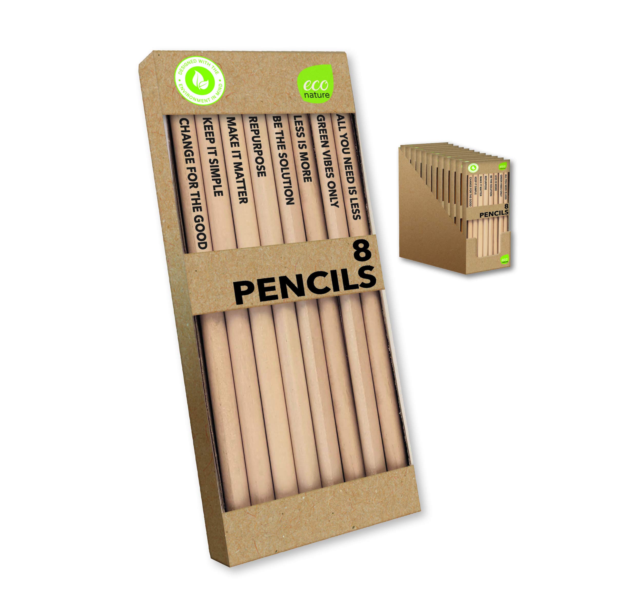 eco nature - Stationery Kit - Stationary Supplies - School Supplies & University Essentials Natural Pencils - Arts and Crafts - Pack of 8