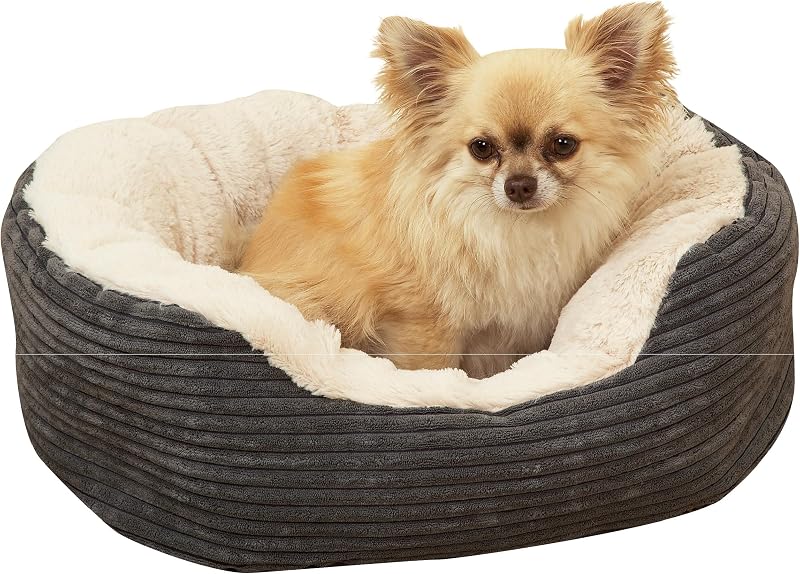 Rosewood Rosewood Jumbo Cord Plush Dog Bed Small 51x45cm Grey/Cream