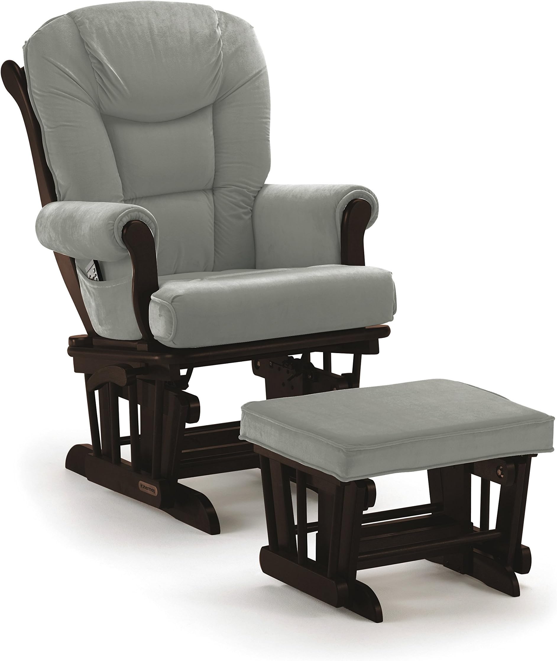 Lennox Multiposition-Lock Glider Chair and Ottoman Combo, Espresso with Grey