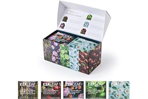 Decaf Herbal Tea Sampler – EZR Leaf 22ct Caffeine-Free Pyramid Bags, Assorted Fruit & Floral Blends with Lemon Verbena, Chamomile Mint, Dreamland, Roselle – Variety Tea Gift Set for Tea Lovers