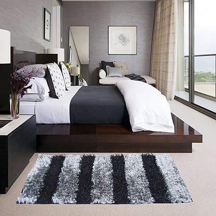 Glamkaart Black and Grey Soft Shaggy Rug 2x5 Feet - 3 Days Special Offer Price