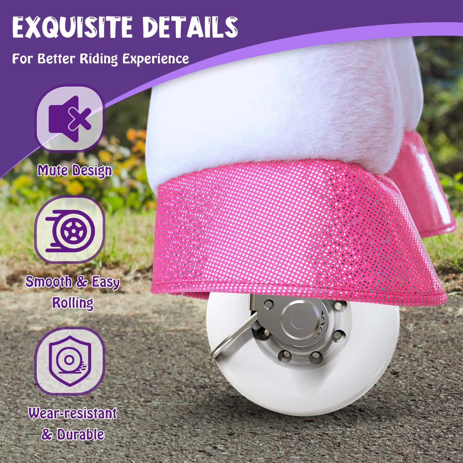 PonyCycle Ride on Unicorn Toys for Girls Pony Riding Pink Unicorn Rocking Horse (with Brake/ 35.4