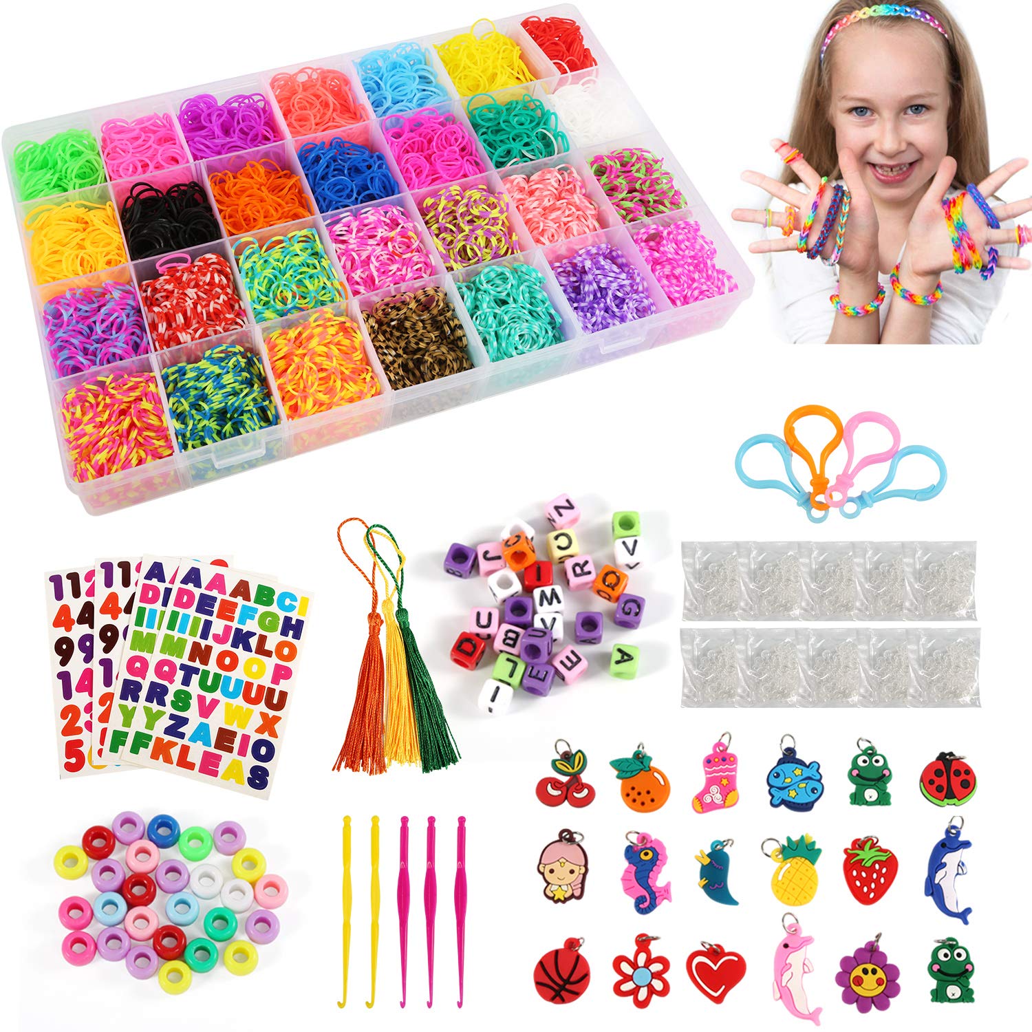 LEADSTAR Loom Bands, 10000+ Rainbow Rubber Bands Twist Loom Set, DIY