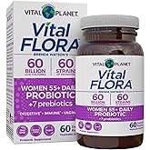 Vital Planet - Vital Flora Women Over 55 Daily Probiotic, 60 Billion CFU, Diverse Strains, Organic Prebiotics, Vaginal and Immune Support, Digestive Health Probiotics for Women 60 Capsules