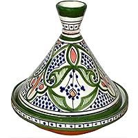 Moroccan Handmade Serving Tagine Exquisite Ceramic With Vivid colors Original 8 inches Across