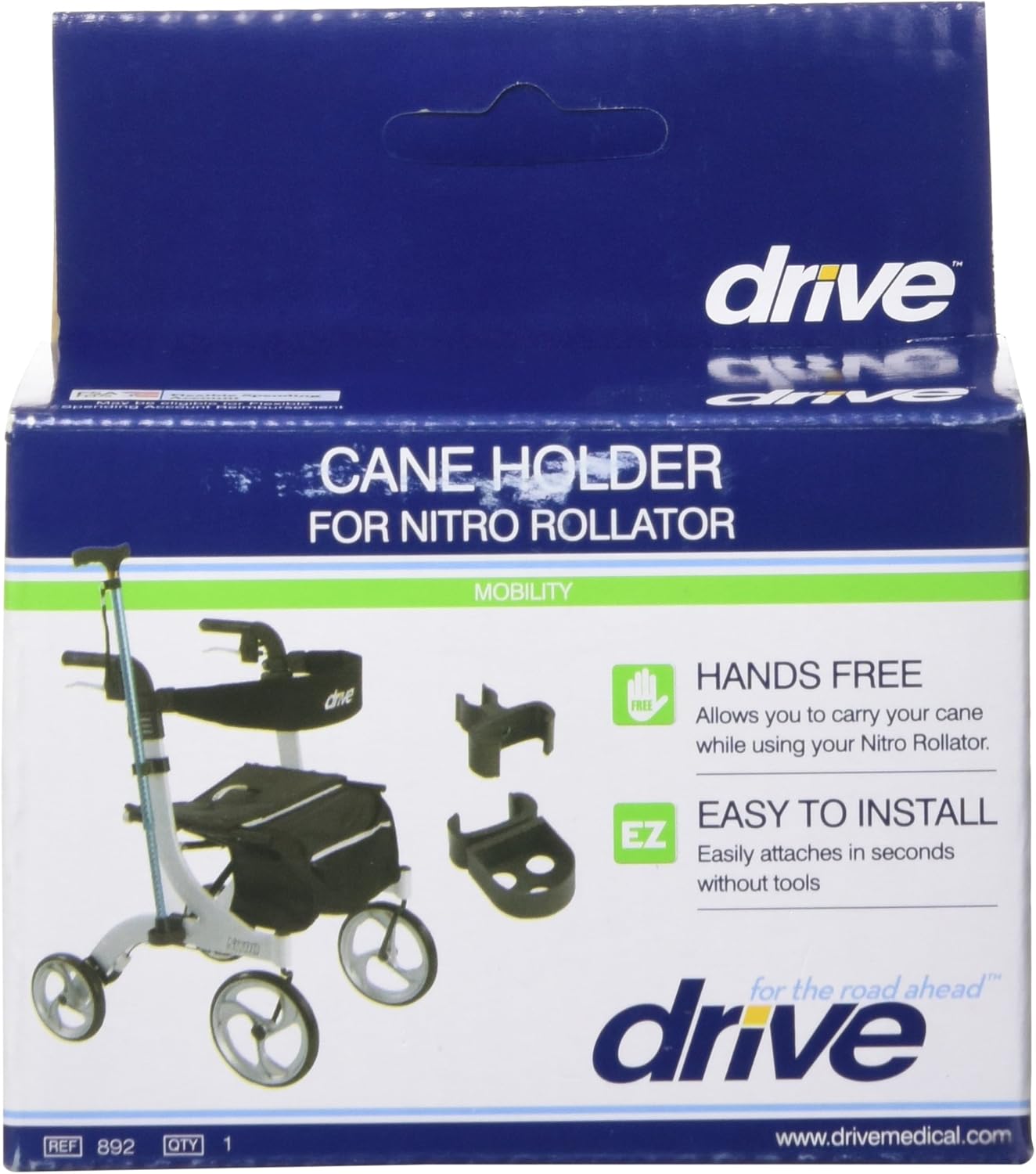 Drive Medical Nitro Rollator Cane Holder, Black, 2.9 Inch (Pack of 1): Health & Personal Care