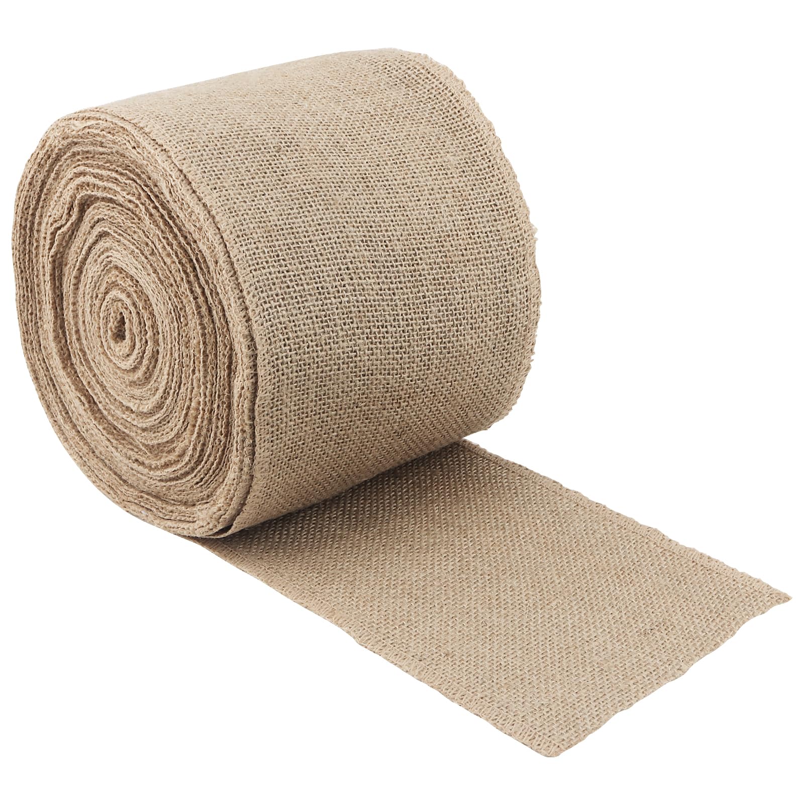 ZEONHAK 15cm x 25m Jute Hessian Roll, Natural Hessian Fabric, Burlap Fabric Table Roll for Crafting Gift Decorating Wrapping