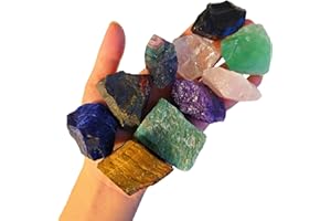 LUCKEEPER 2 lb Raw Crystals and Healing Stones Bulk for Tumbling, Wire Wrapping, Wicca Reiki,Meditation, Mixed Stones