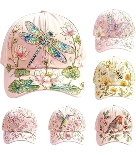 Women Embroidery Butterfly Baseball Cap Flower Print Bling  display picture 1