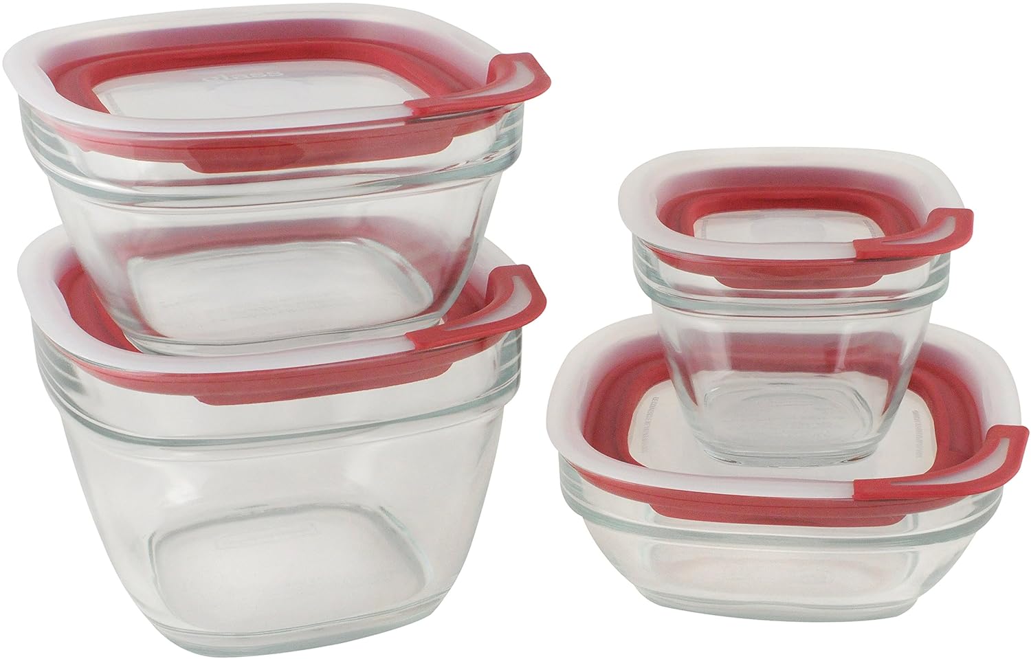 Rubbermaid Easy Find Lids Glass Food Storage Containers, Racer Red, 8-Piece Set 1782755