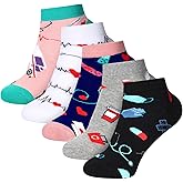 Vicenpal 5 Pairs Women's Novelty Nurse Teeth Socks for Dentist, Hygienist - Tooth Gift for Christmas, Nursing Doctor (Cute Nurse Style)