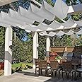 Windscreen4less 7' x 35' Waterproof Retractable Sun Shade Canopy Cover Sliding Wave Shade Sail for Pergola Patio Deck Yard Gazebo Outdoor (Light Gray)