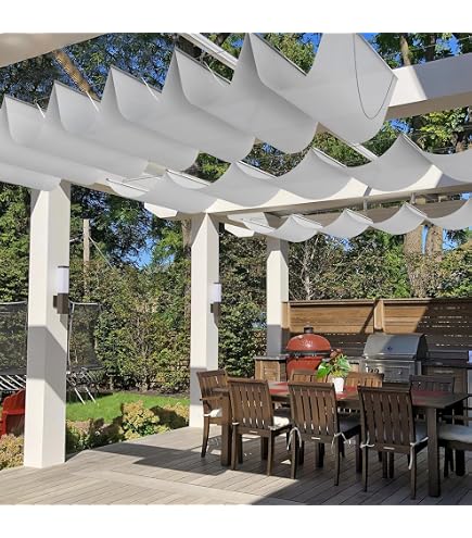 Vela De Sombra Retráctil En Forma De Ola Para Pérgola - 95% Protección Solar, HDPE, Fácil Instalación, Varios Colores