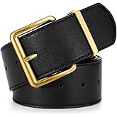 WERFORU Women Wide Belt for Dresses Thick Leather Belt with Big Gold Buckle Fahion Women Chunky Belt