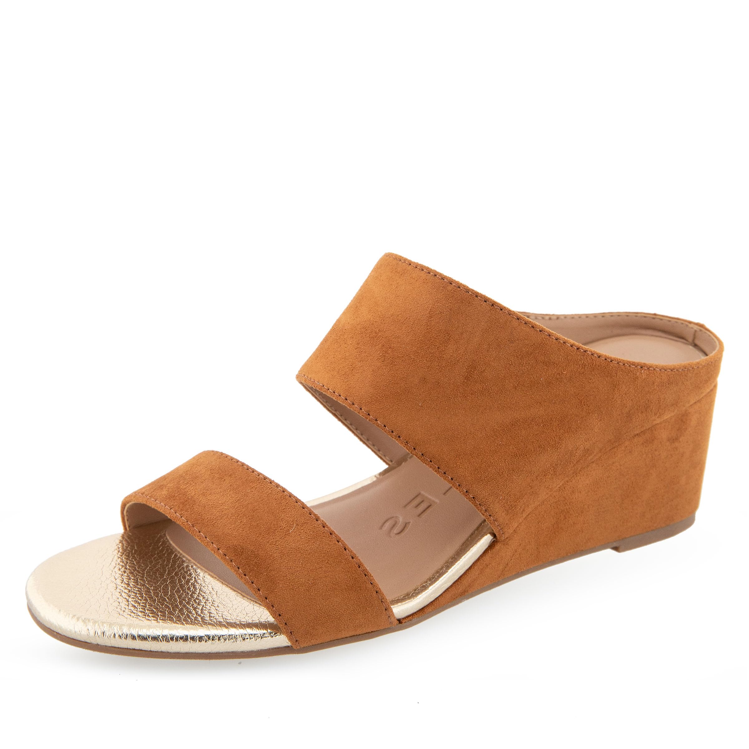 Aerosoles Women’s Wheeler Wedge Sandal, Tan Faux Suede, 6