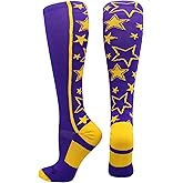 MadSportsStuff Softball Socks with Stars for Girls and Women Over the Calf Tall Socks Youth and Adult Sizes