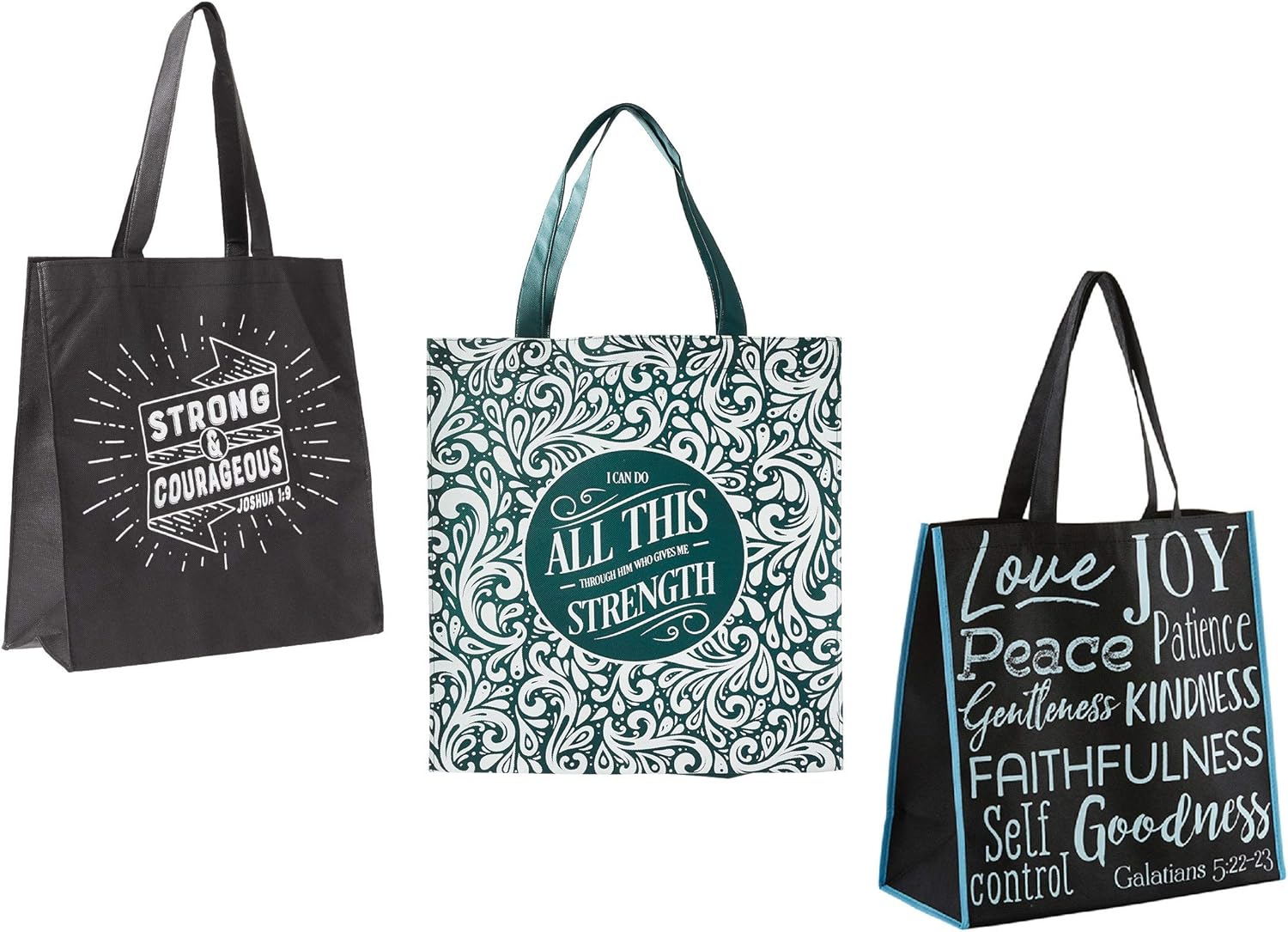 3 Religious Themed Inspirational Christian Tote Bags for