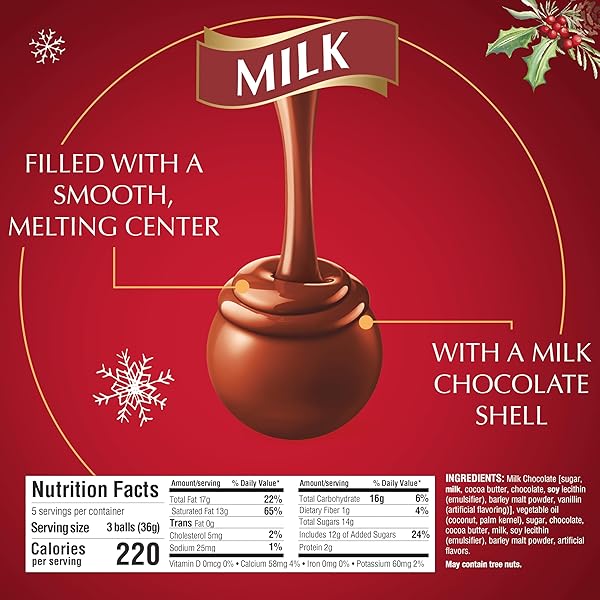 LINDT LINDOR MILK CHOCOLATE CANDY TRUFFLES TRADITIONS GIFT BOX, MILK CHOCOLATE CANDY WITH SMOOTH, MELTING TRUFFLE CENTER, 6.8 OZ.