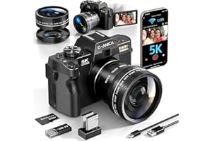 G-ANICA 5K Digital Cameras for Photography，48MP/60FPS Video Camera for Vlogging, WiFi & App Control Vlogging Camera for YouTube, Small Camera with 32GB TF Card.Wide-Angle & Macro Lens