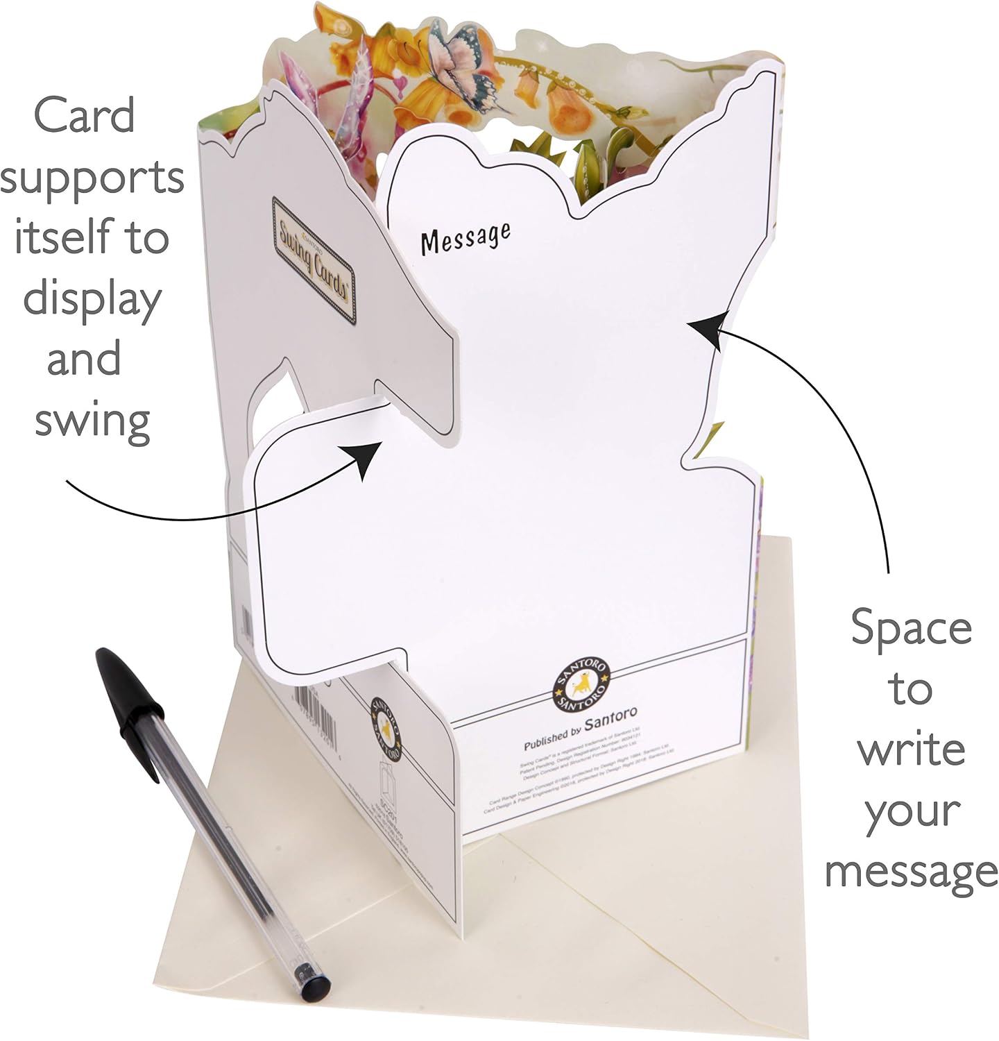 SANTORO Swing Card, 3D Pop Up Greeting Card - Fairies - for Her for Kids Girls, for Mum Birthday, green - Image 4
