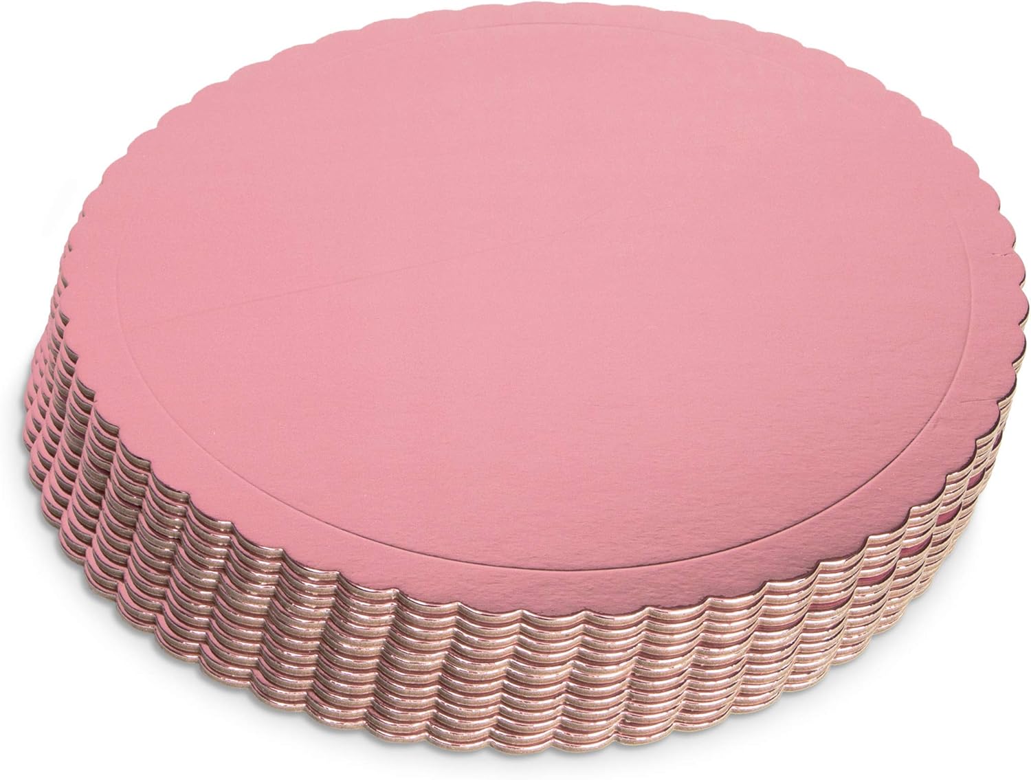 Rose Gold Foil Cake Boards, Scalloped Dessert Base (10 Inches, 12 Pack)