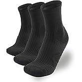 Tactia Compression Running Socks Men, Cushioned, Anti-Blister, CoolMax Moisture Wicking Cooling, Athletic Socks Crew, 3 Pairs